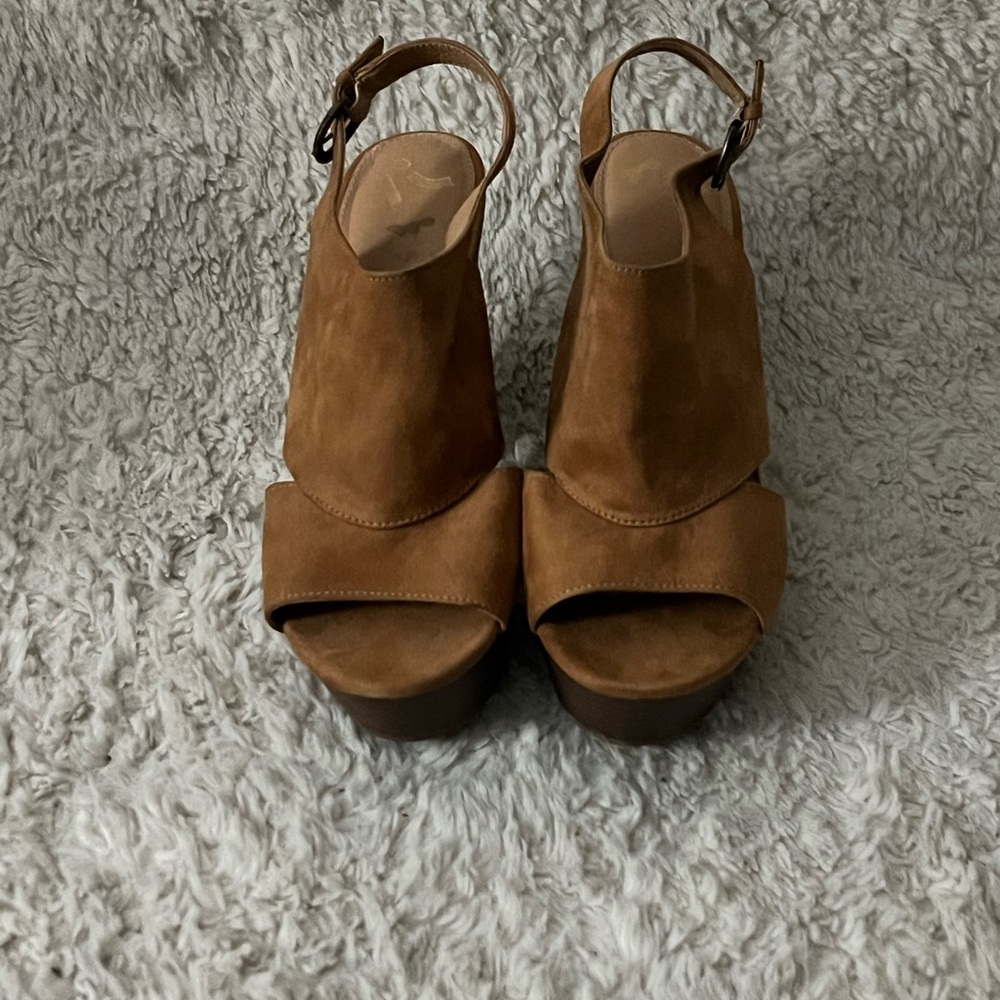 Brown Platform Slingback Sandals with Chunky Heel